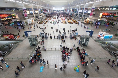 People in Chinese exhibition hall