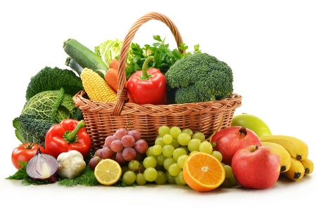 Basket of fruit and vegetables