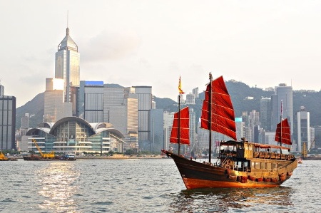 Junk in Hong Kong harbour