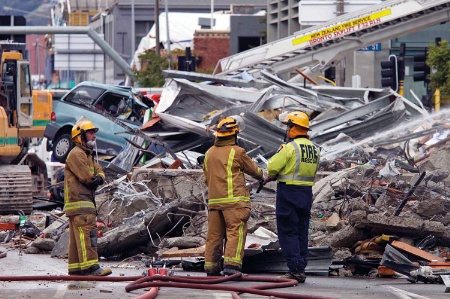 Firefighters at CTV Building, Christchurch, New Zealand (2011)