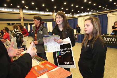 Children at college fair