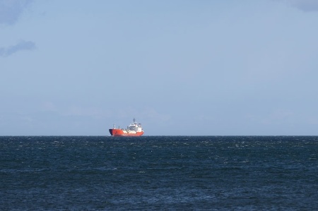 Ship sailing on ocean