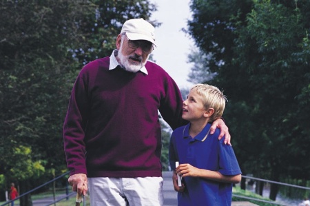 Man walking with grandson