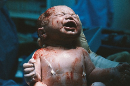 Newborn baby in hospital delivery room