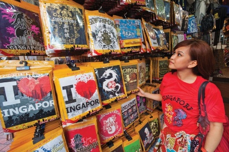 Woman shopping in Singapore