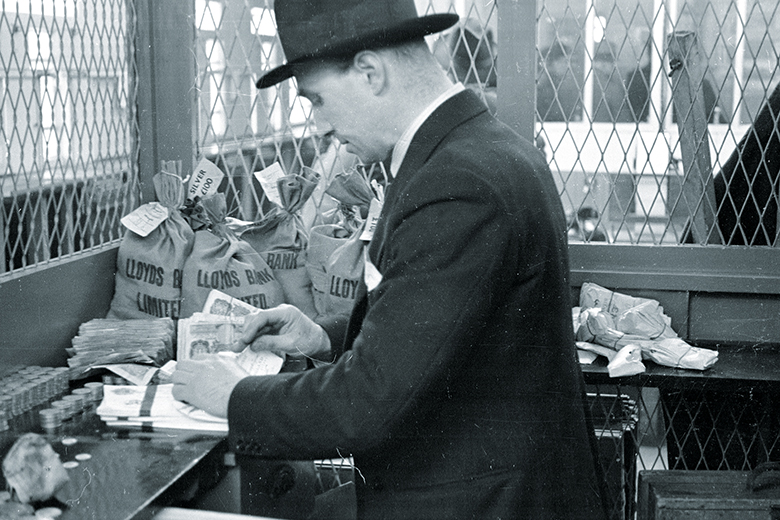 man working in bank