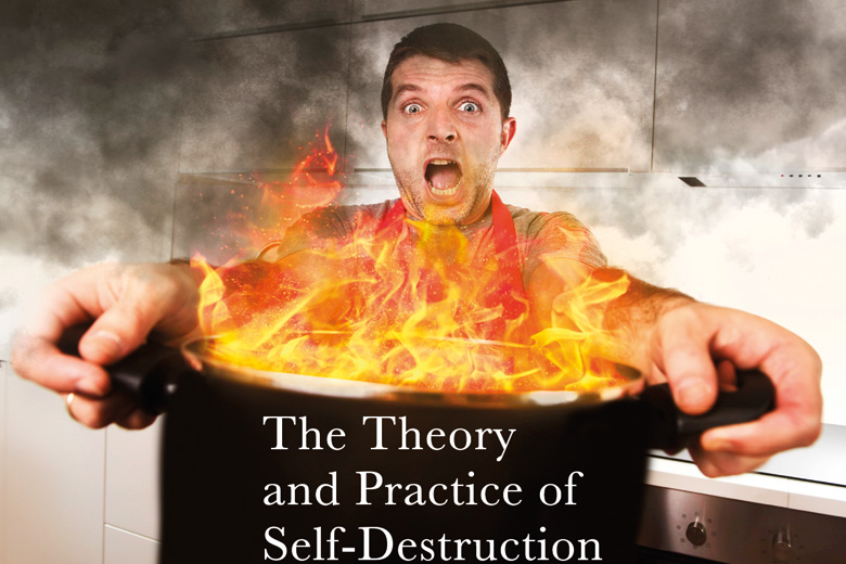 Book jacket, The Theory and Practice of Self-Destruction by Reg Thanatos, Doomsday Press, 2015 