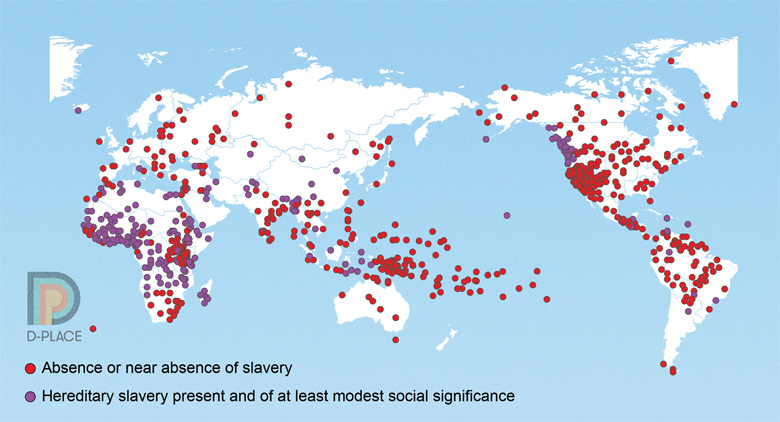 Database of Places, Language, Culture and Environment (D-PLACE) map of slavery (28 July 2016)