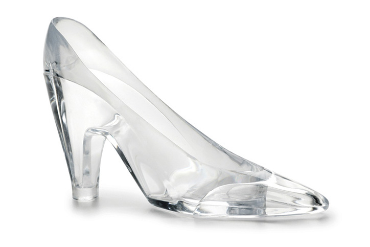 Glass slipper on white background