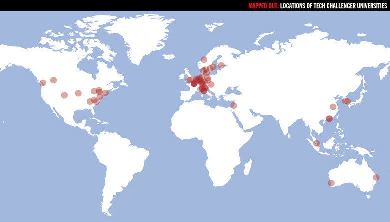 map of tech challenger universities