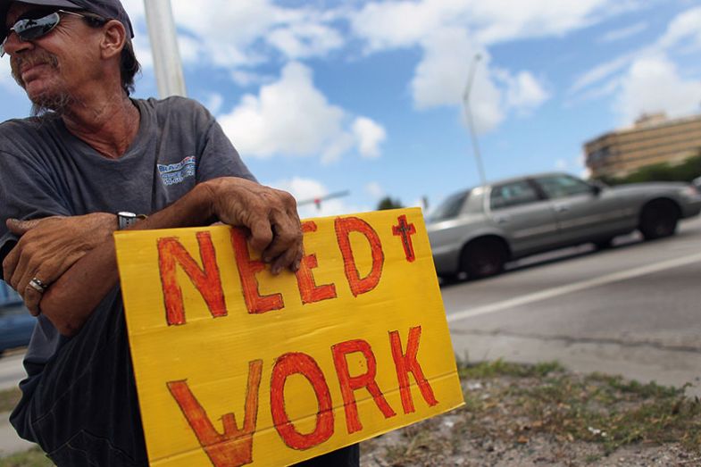 Man holding sign