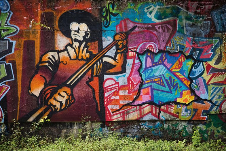 Graffiti at the Carrie Furnace blast furnaces in Rankin, Pennsylvania