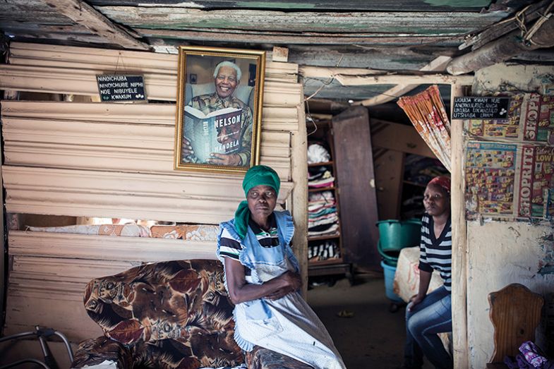 woman with Mandela picture