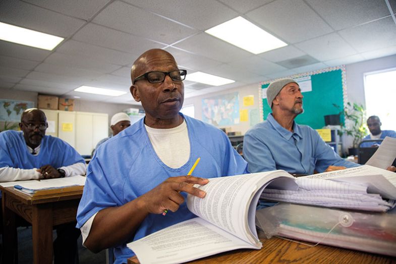 Prisoner studying