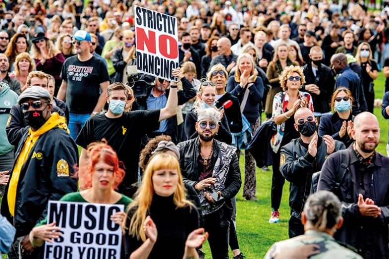  Club owners and party organisers at a protest in Amsterdam