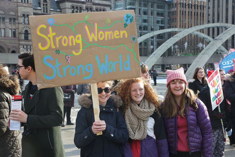 Women with placard
