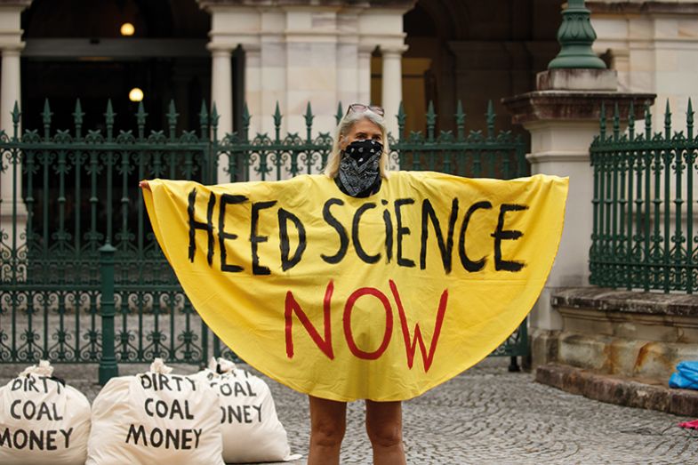 Extinction Rebellion protester in Brisbane