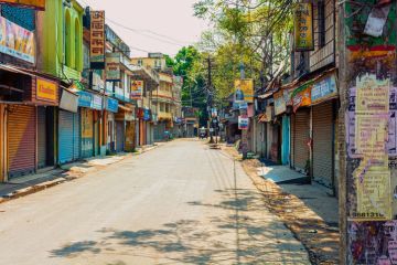 Rows of closed shops in India