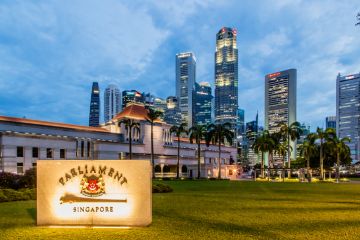 Singapore parliament building in core area night view