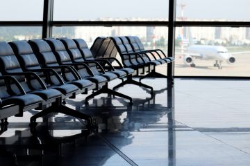 Empty seats in an airport lounge