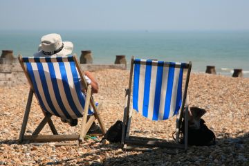 Summer beach scene in the UK