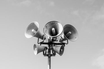 Loudspeakers on a pole