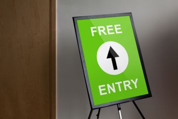 A sign reading "free entry", symbolising open access