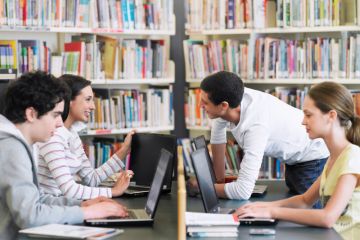 Students in library