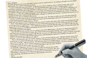 Letter from the Vice-Chancellor with hand and pen montage to illustrate This is the letter I would like to get  from my new vice-chancellor