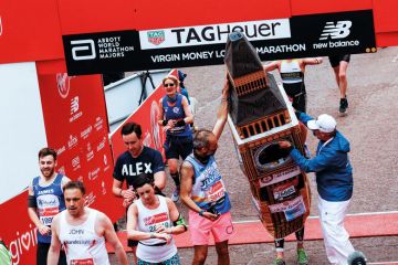 Big Ben gets help to cross the finish line during the Virgin Money London Marathon in London to illustrate Sunak government final straight offers ‘diminished vision of HE’