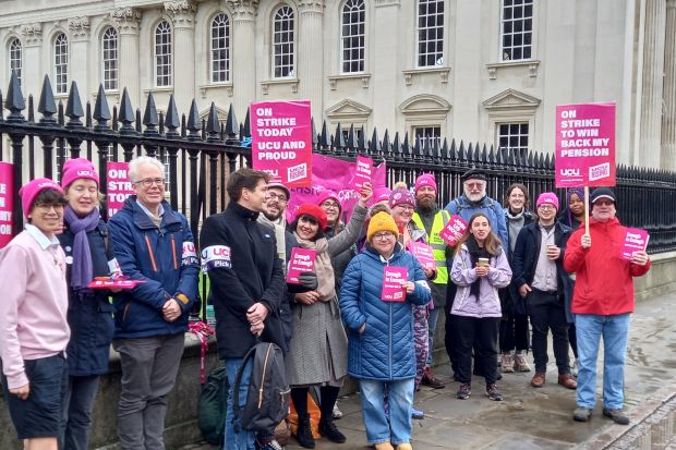 The picket line at Senate House, Cambridge