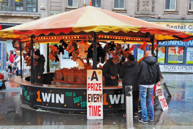 Fairground attraction in Paisley town centre