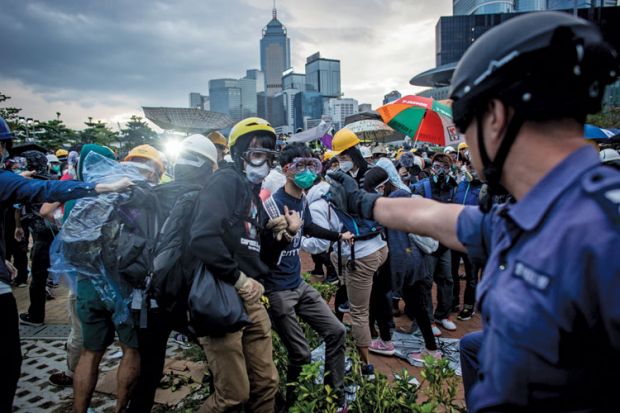 A street scene during the Occupy Central protests in Hong Kong