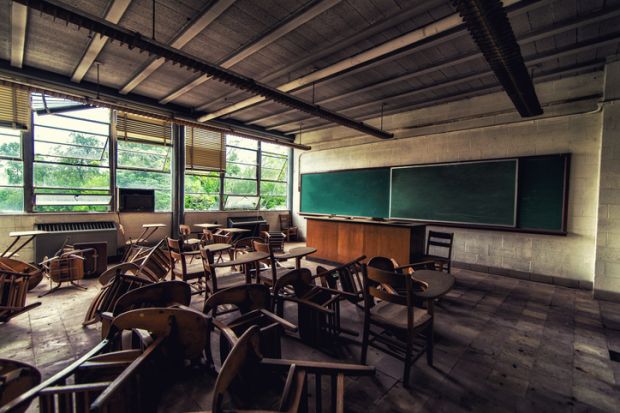 Abandoned classroom