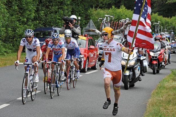 American man with peleton