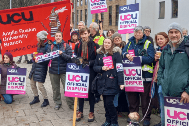 Picket line at Anglia Ruskin University