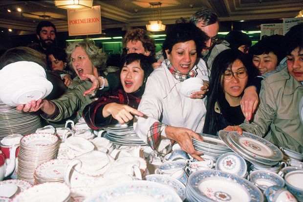 Shoppers jostle for a bargain