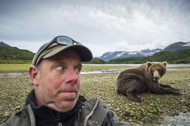 man and bear