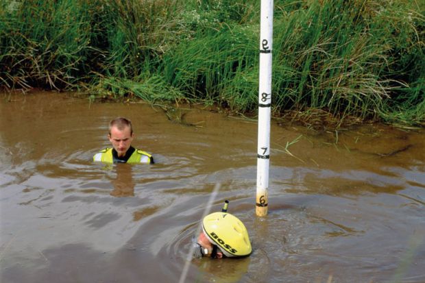 Bog snorkelling contestants, Llanwrtyd Wells, Wales