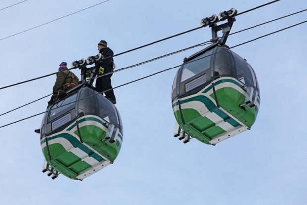 Maintenance work on a cable car