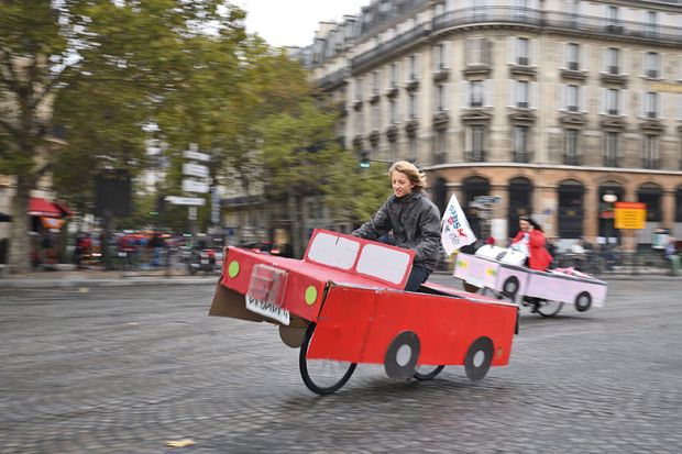 Bicycle decorated as car