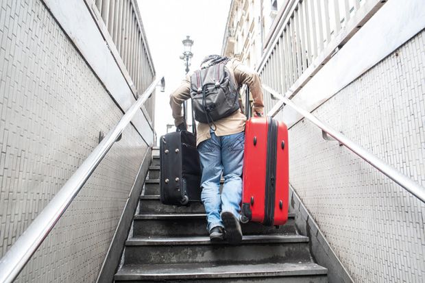 Carrying baggage upstairs