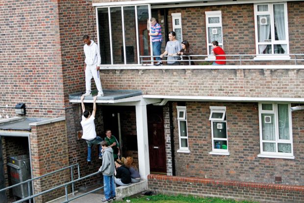 Children playing on UK council housing development