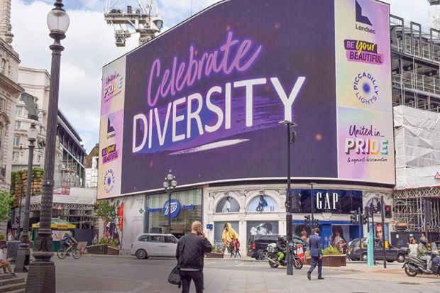 Pride display at Piccadilly Circus