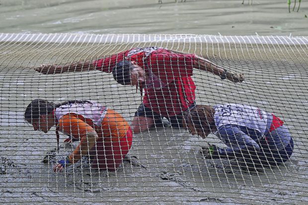 Crawling under net