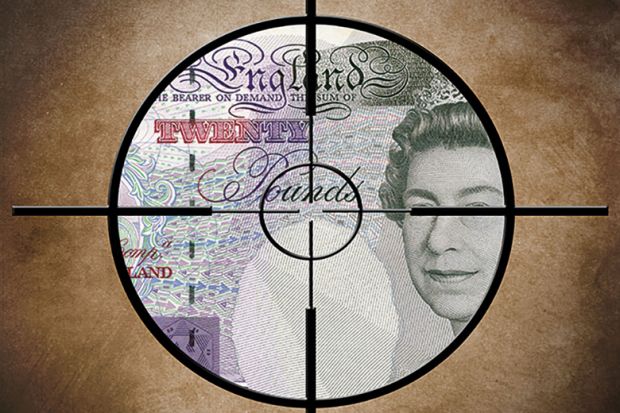 Crosshair on money