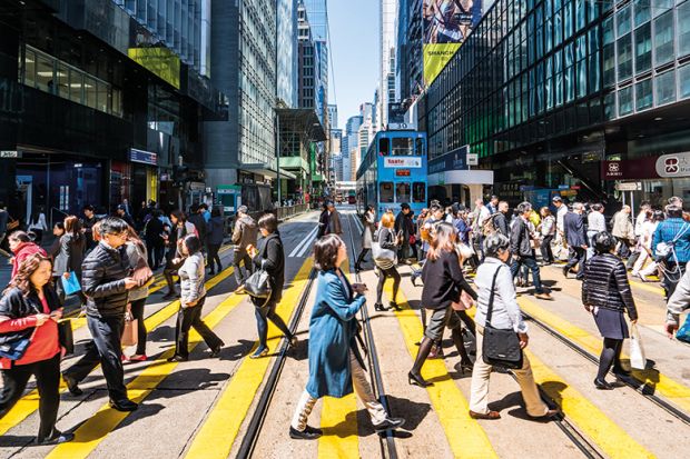 crossing in Hong Kong