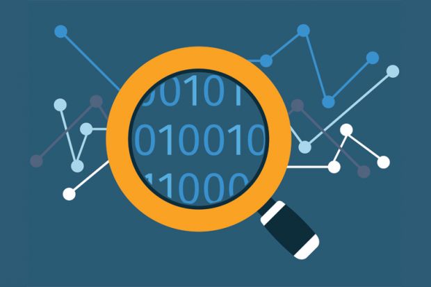 Data being analysed under magnifying glass (illustration)