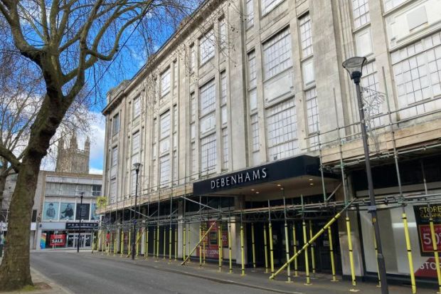 The Debenhams building in Gloucester, bought by the University of Gloucestershire