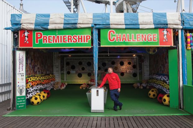 Empty football fairground game